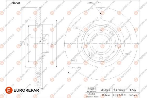 EUROREPAR 1684272080 - Bremžu diski www.autospares.lv