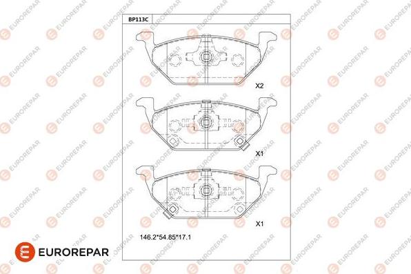 EUROREPAR 1681249780 - Bremžu uzliku kompl., Disku bremzes www.autospares.lv