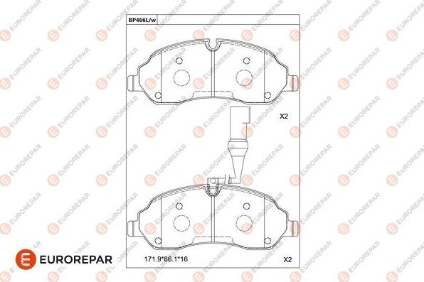 EUROREPAR 1681240180 - Bremžu uzliku kompl., Disku bremzes www.autospares.lv