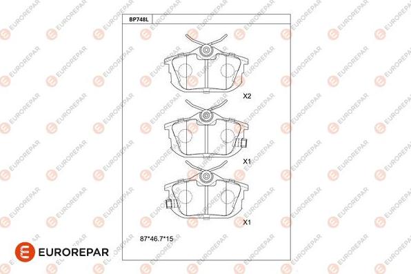 EUROREPAR 1681248480 - Bremžu uzliku kompl., Disku bremzes www.autospares.lv