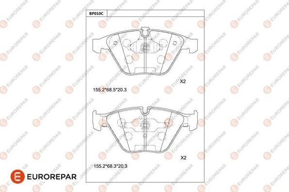 EUROREPAR 1681243680 - Bremžu uzliku kompl., Disku bremzes www.autospares.lv