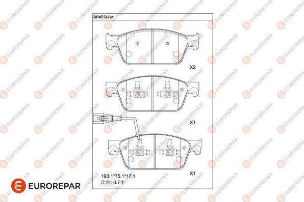 EUROREPAR 1681259880 - Bremžu uzliku kompl., Disku bremzes www.autospares.lv