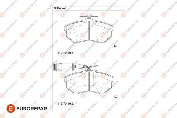 EUROREPAR 1681259780 - Bremžu uzliku kompl., Disku bremzes www.autospares.lv