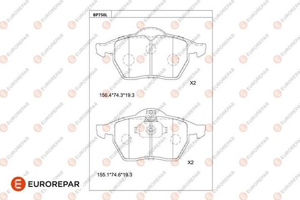 EUROREPAR 1681254680 - Bremžu uzliku kompl., Disku bremzes www.autospares.lv