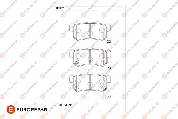 EUROREPAR 1681254080 - Bremžu uzliku kompl., Disku bremzes www.autospares.lv