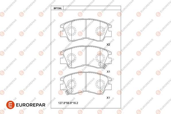 EUROREPAR 1681255580 - Bremžu uzliku kompl., Disku bremzes www.autospares.lv