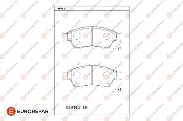 EUROREPAR 1681256180 - Bremžu uzliku kompl., Disku bremzes www.autospares.lv