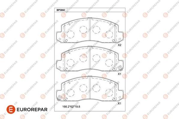 EUROREPAR 1681250180 - Bremžu uzliku kompl., Disku bremzes www.autospares.lv