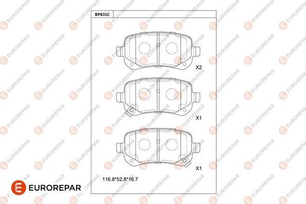 EUROREPAR 1681251980 - Bremžu uzliku kompl., Disku bremzes www.autospares.lv