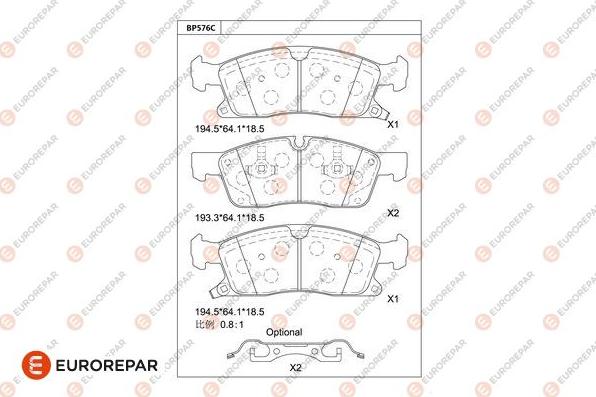 EUROREPAR 1681251580 - Bremžu uzliku kompl., Disku bremzes www.autospares.lv