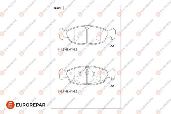 EUROREPAR 1681251880 - Bremžu uzliku kompl., Disku bremzes www.autospares.lv