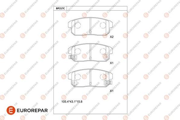 EUROREPAR 1681251380 - Bremžu uzliku kompl., Disku bremzes www.autospares.lv