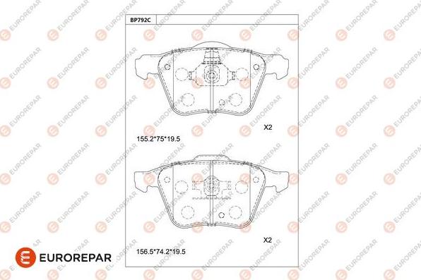 EUROREPAR 1681258580 - Bremžu uzliku kompl., Disku bremzes www.autospares.lv