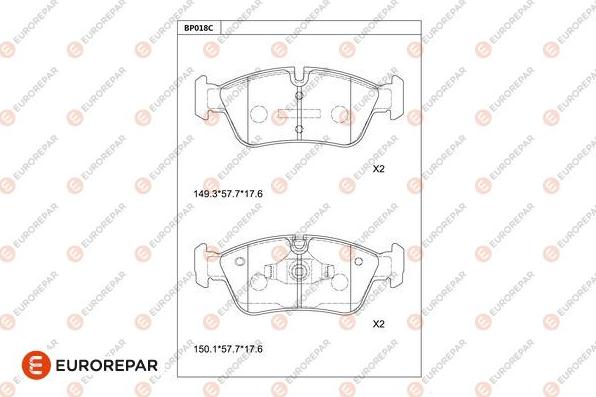 EUROREPAR 1681258380 - Bremžu uzliku kompl., Disku bremzes www.autospares.lv