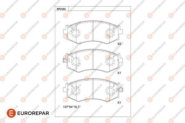 EUROREPAR 1681258280 - Bremžu uzliku kompl., Disku bremzes www.autospares.lv