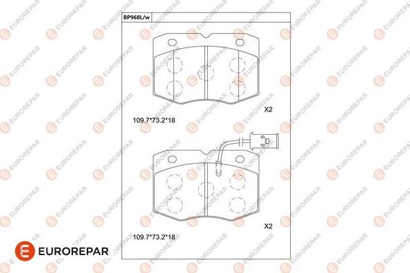 EUROREPAR 1681252880 - Bremžu uzliku kompl., Disku bremzes www.autospares.lv