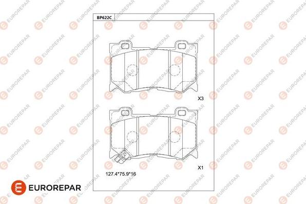 EUROREPAR 1681257280 - Bremžu uzliku kompl., Disku bremzes www.autospares.lv