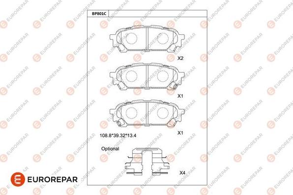 EUROREPAR 1681257780 - Bremžu uzliku kompl., Disku bremzes www.autospares.lv