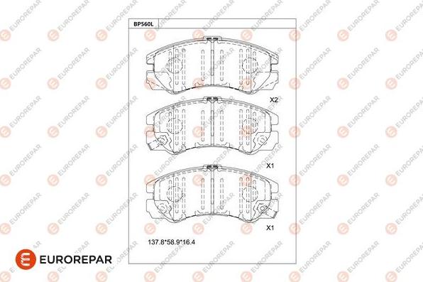 EUROREPAR 1681269680 - Bremžu uzliku kompl., Disku bremzes www.autospares.lv