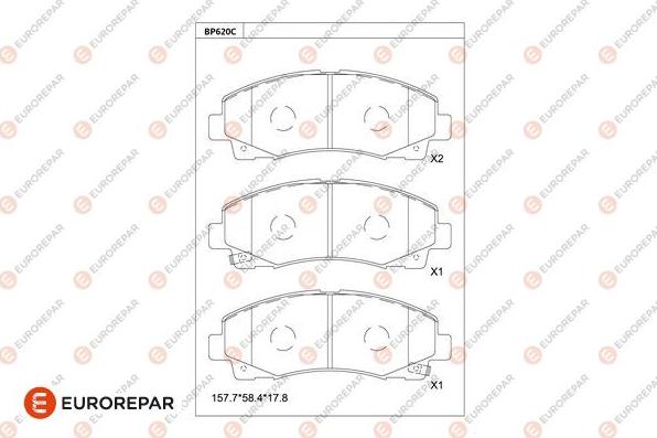 EUROREPAR 1681264480 - Bremžu uzliku kompl., Disku bremzes www.autospares.lv