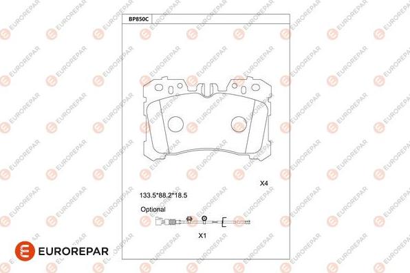 EUROREPAR 1681264380 - Bremžu uzliku kompl., Disku bremzes www.autospares.lv