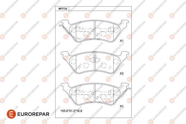 EUROREPAR 1681265780 - Bremžu uzliku kompl., Disku bremzes www.autospares.lv