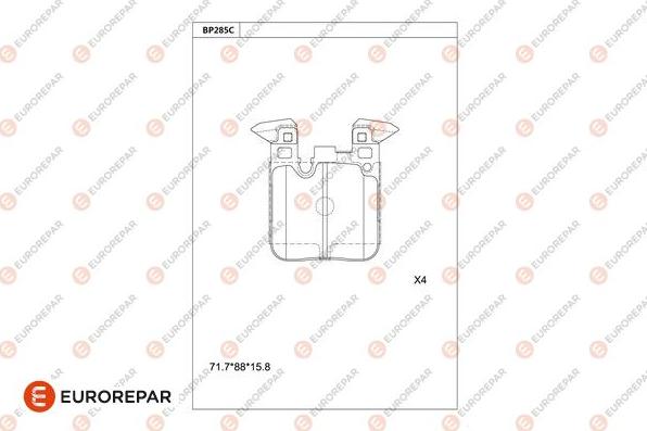 EUROREPAR 1681260880 - Bremžu uzliku kompl., Disku bremzes www.autospares.lv