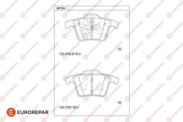 EUROREPAR 1681260380 - Bremžu uzliku kompl., Disku bremzes www.autospares.lv