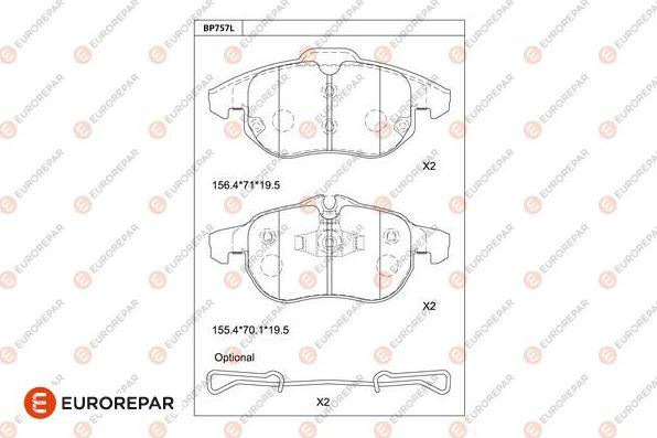 EUROREPAR 1681260780 - Bremžu uzliku kompl., Disku bremzes www.autospares.lv