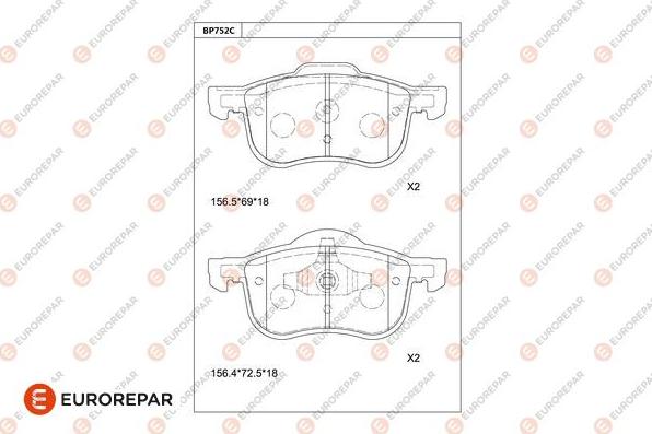 EUROREPAR 1681268380 - Bremžu uzliku kompl., Disku bremzes www.autospares.lv