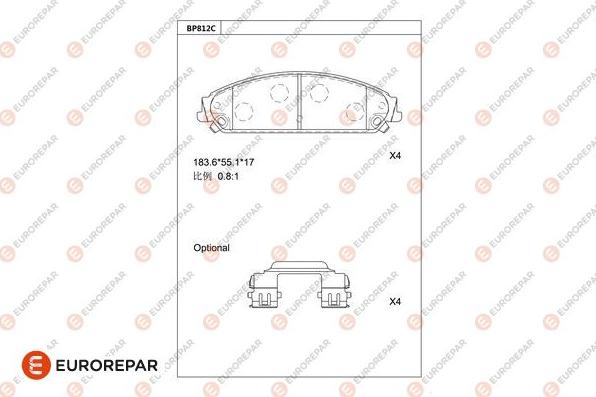 EUROREPAR 1681263480 - Bremžu uzliku kompl., Disku bremzes www.autospares.lv