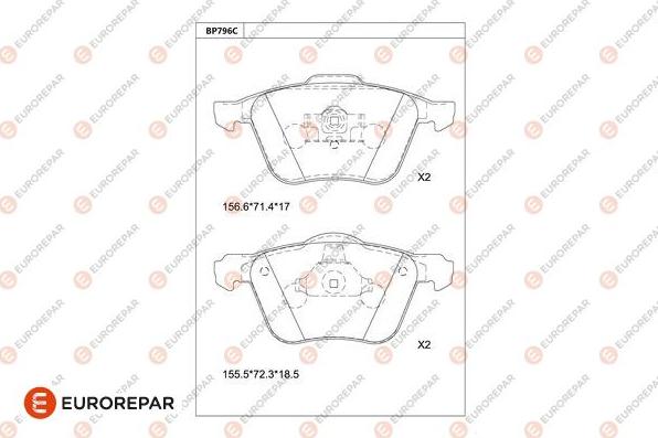 EUROREPAR 1681263680 - Bremžu uzliku kompl., Disku bremzes www.autospares.lv