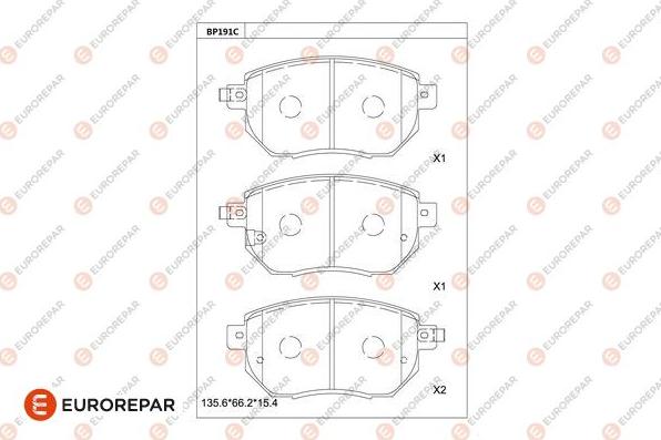 EUROREPAR 1681263180 - Brake Pad Set, disc brake www.autospares.lv