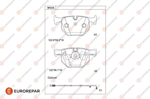 EUROREPAR 1681263780 - Bremžu uzliku kompl., Disku bremzes www.autospares.lv