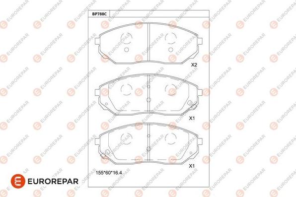 EUROREPAR 1681262580 - Bremžu uzliku kompl., Disku bremzes www.autospares.lv