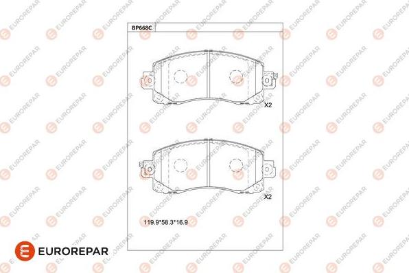 EUROREPAR 1681262280 - Bremžu uzliku kompl., Disku bremzes www.autospares.lv