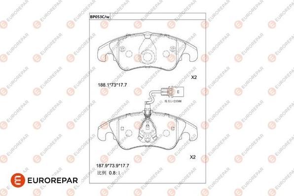 EUROREPAR 1681209580 - Bremžu uzliku kompl., Disku bremzes www.autospares.lv