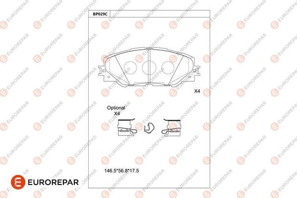 EUROREPAR 1681209680 - Bremžu uzliku kompl., Disku bremzes www.autospares.lv