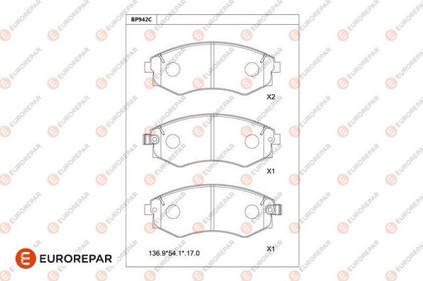 EUROREPAR 1681209880 - Bremžu uzliku kompl., Disku bremzes www.autospares.lv