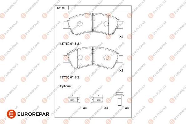 EUROREPAR 1681209380 - Bremžu uzliku kompl., Disku bremzes www.autospares.lv