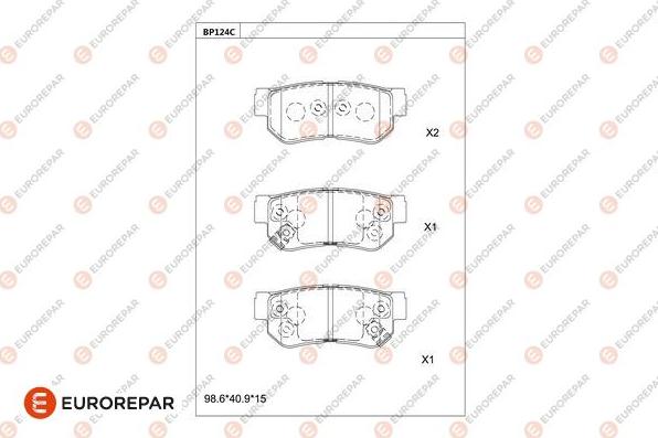 EUROREPAR 1681209280 - Bremžu uzliku kompl., Disku bremzes www.autospares.lv