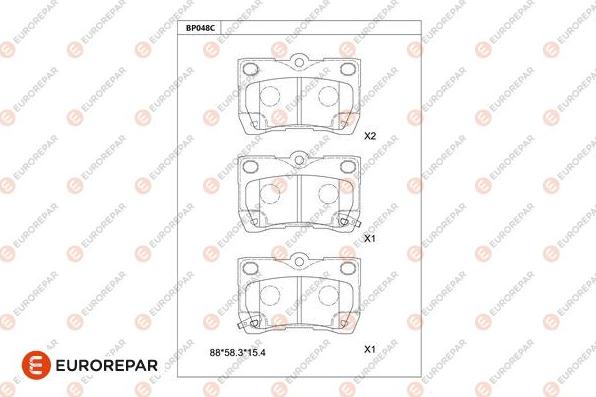 EUROREPAR 1681206680 - Bremžu uzliku kompl., Disku bremzes www.autospares.lv