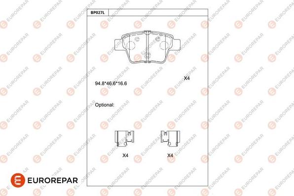 EUROREPAR 1681208580 - Bremžu uzliku kompl., Disku bremzes www.autospares.lv