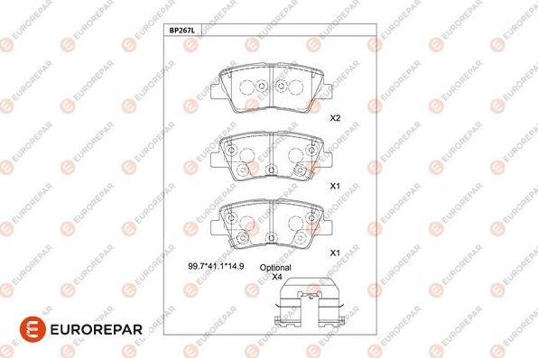 EUROREPAR 1681208880 - Bremžu uzliku kompl., Disku bremzes www.autospares.lv