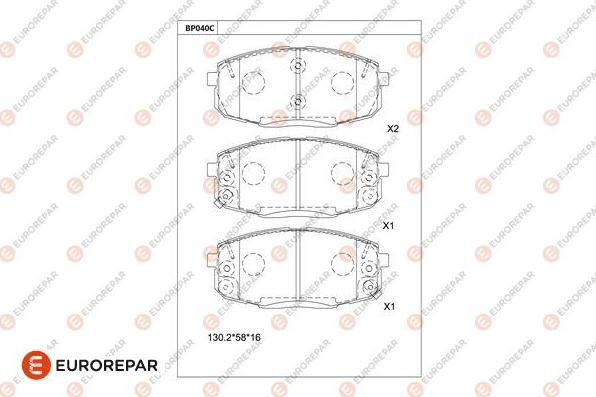 EUROREPAR 1681208380 - Bremžu uzliku kompl., Disku bremzes www.autospares.lv