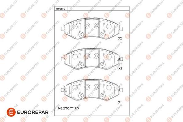 EUROREPAR 1681207780 - Bremžu uzliku kompl., Disku bremzes www.autospares.lv