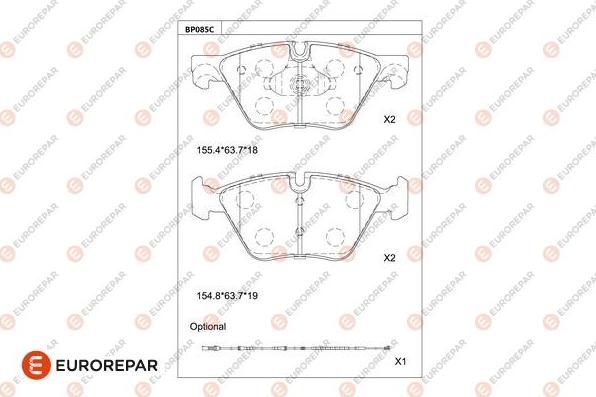 EUROREPAR 1681219680 - Bremžu uzliku kompl., Disku bremzes www.autospares.lv