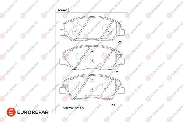 EUROREPAR 1681219180 - Bremžu uzliku kompl., Disku bremzes www.autospares.lv