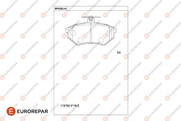 EUROREPAR 1681219380 - Bremžu uzliku kompl., Disku bremzes www.autospares.lv