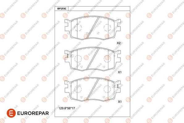 EUROREPAR 1681214280 - Bremžu uzliku kompl., Disku bremzes www.autospares.lv